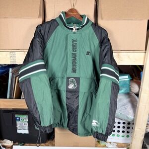 vtg 90's Starter Michigan State Spartans Pullover Anorak Jacket Men's L
